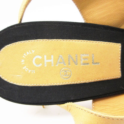 Chanel Pumps CC Logo Ribbon Sling Back Beige Heel — view 7