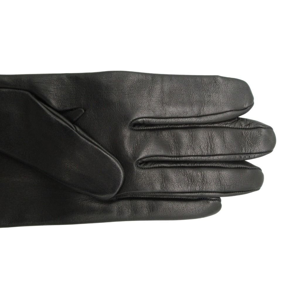 Hermes Gloves Logo Charm Chain Lambskin 7.5 Black — view 6