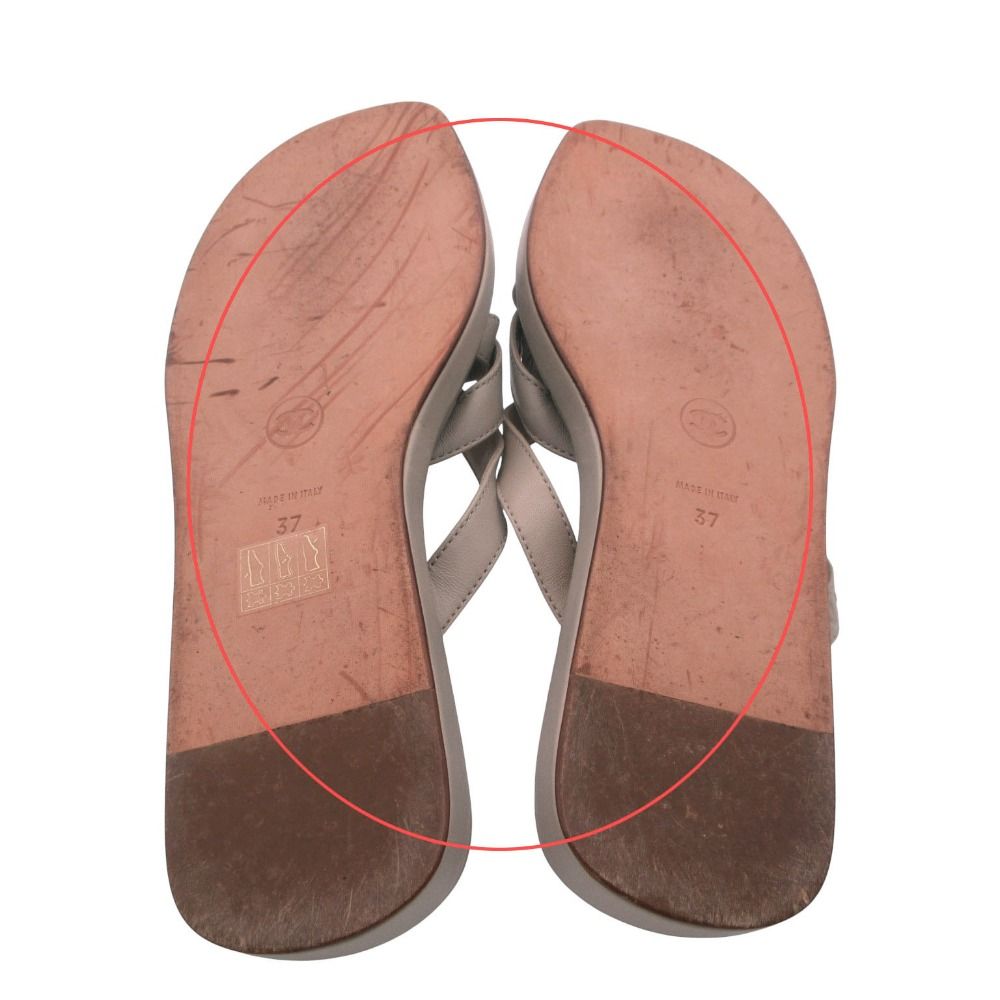 Chanel Sandals Leather Logo Cross Belt Strap Shoes Gray Green — view 7