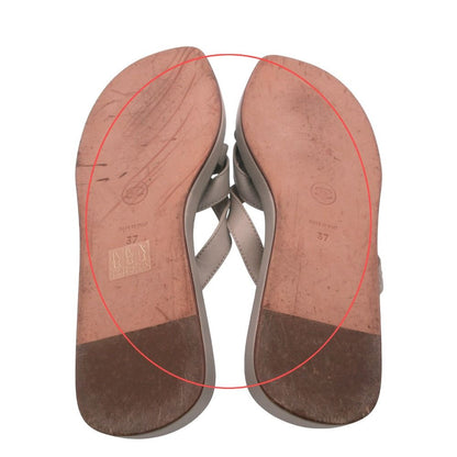 Chanel Sandals Leather Logo Cross Belt Strap Shoes Gray Green — view 7