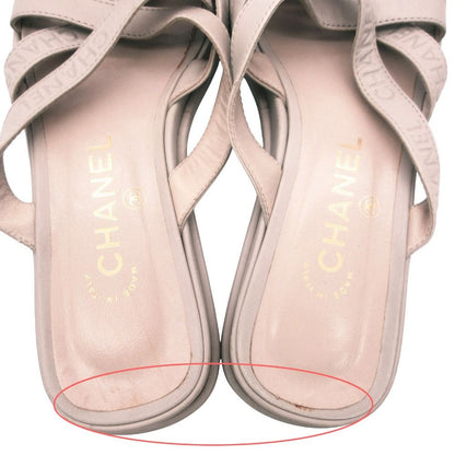Chanel Sandals Leather Logo Cross Belt Strap Shoes Gray Green — view 6