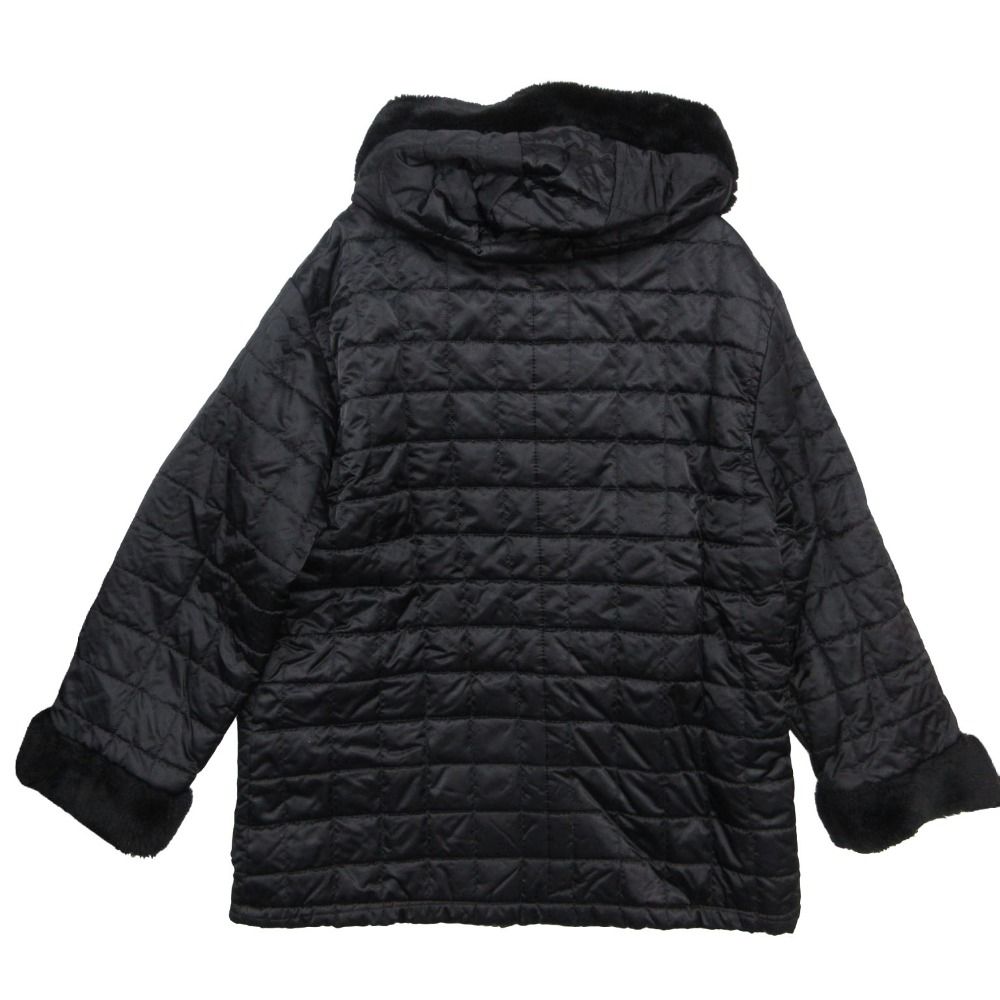 Dolce & Gabbana Coat J&ans Logo Print Fleece Hood Quilted Black MM — view 2