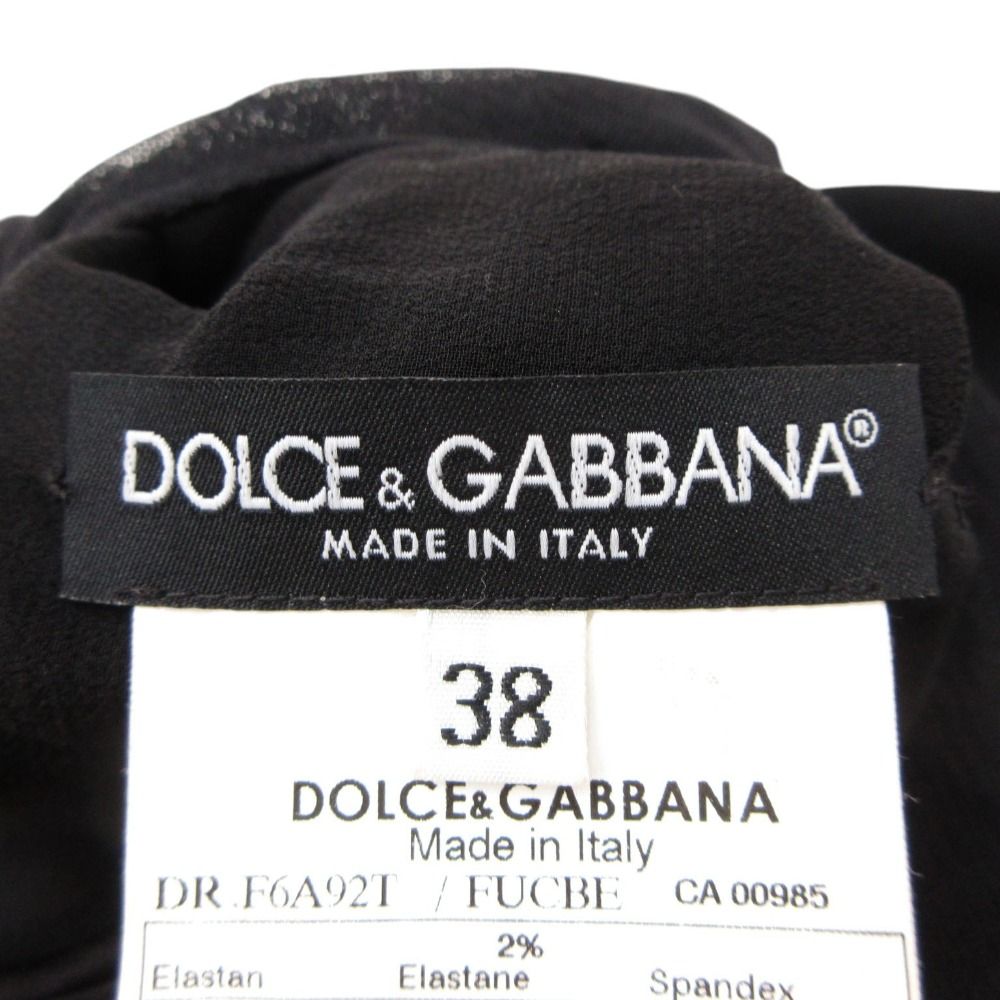Dolce & Gabbana Dress Thistle Docking Long Sleeve Bare Top Back Ribbon Black — view 6