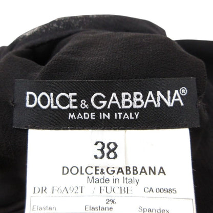 Dolce & Gabbana Dress Thistle Docking Long Sleeve Bare Top Back Ribbon Black — view 6