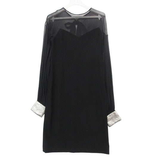 Dolce & Gabbana Dress Thistle Docking Long Sleeve Bare Top Back Ribbon Black