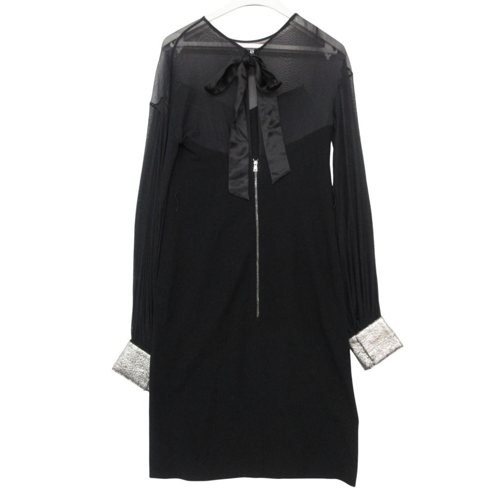 Dolce & Gabbana Dress Thistle Docking Long Sleeve Bare Top Back Ribbon Black — view 2
