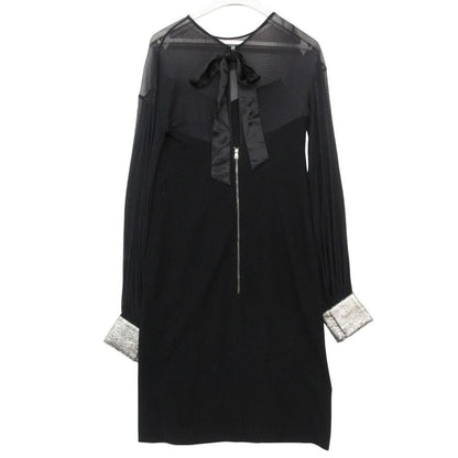 Dolce & Gabbana Dress Thistle Docking Long Sleeve Bare Top Back Ribbon Black — view 2