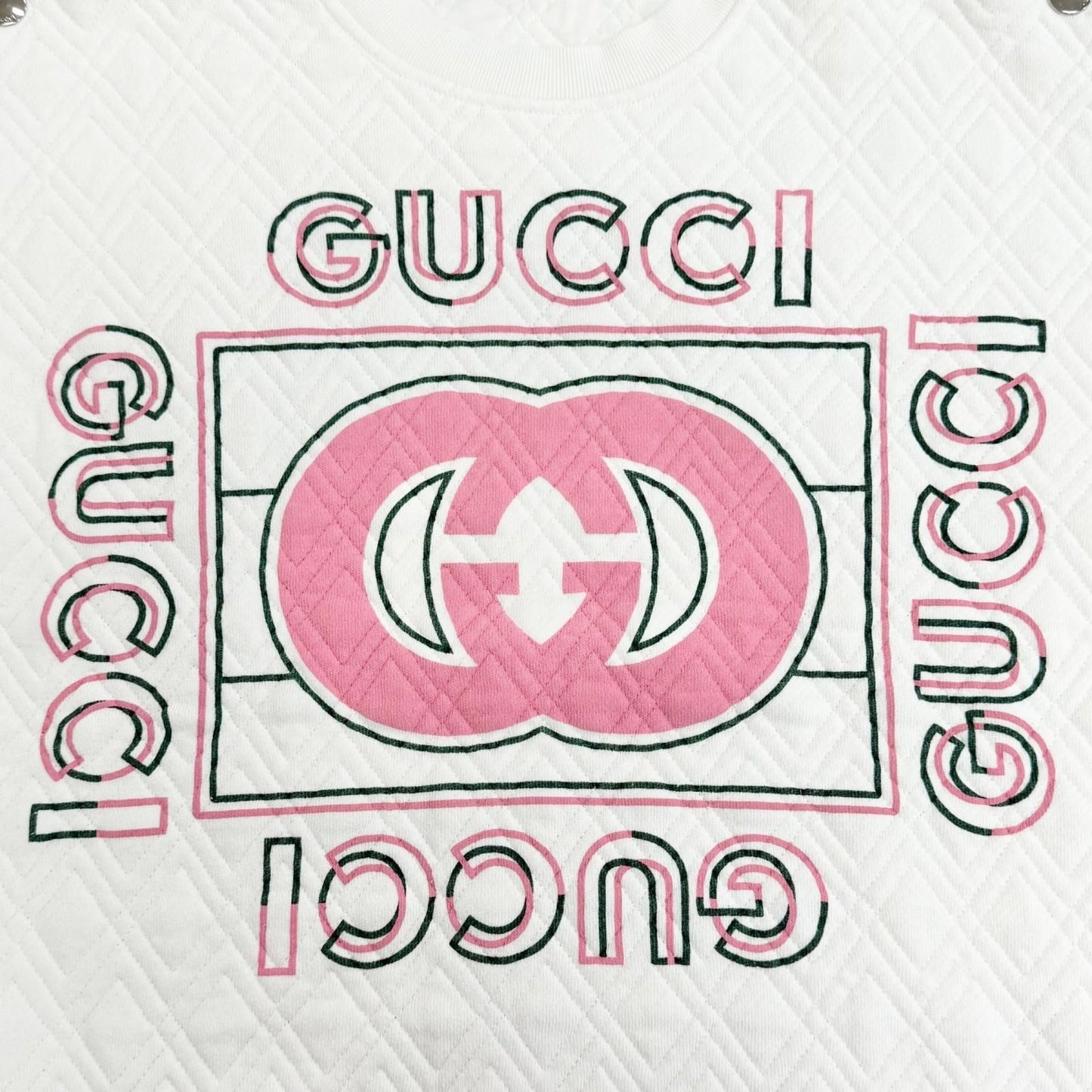 Gucci 100% Cotton Logo Quilted Sweatshirt White Pink — view 5