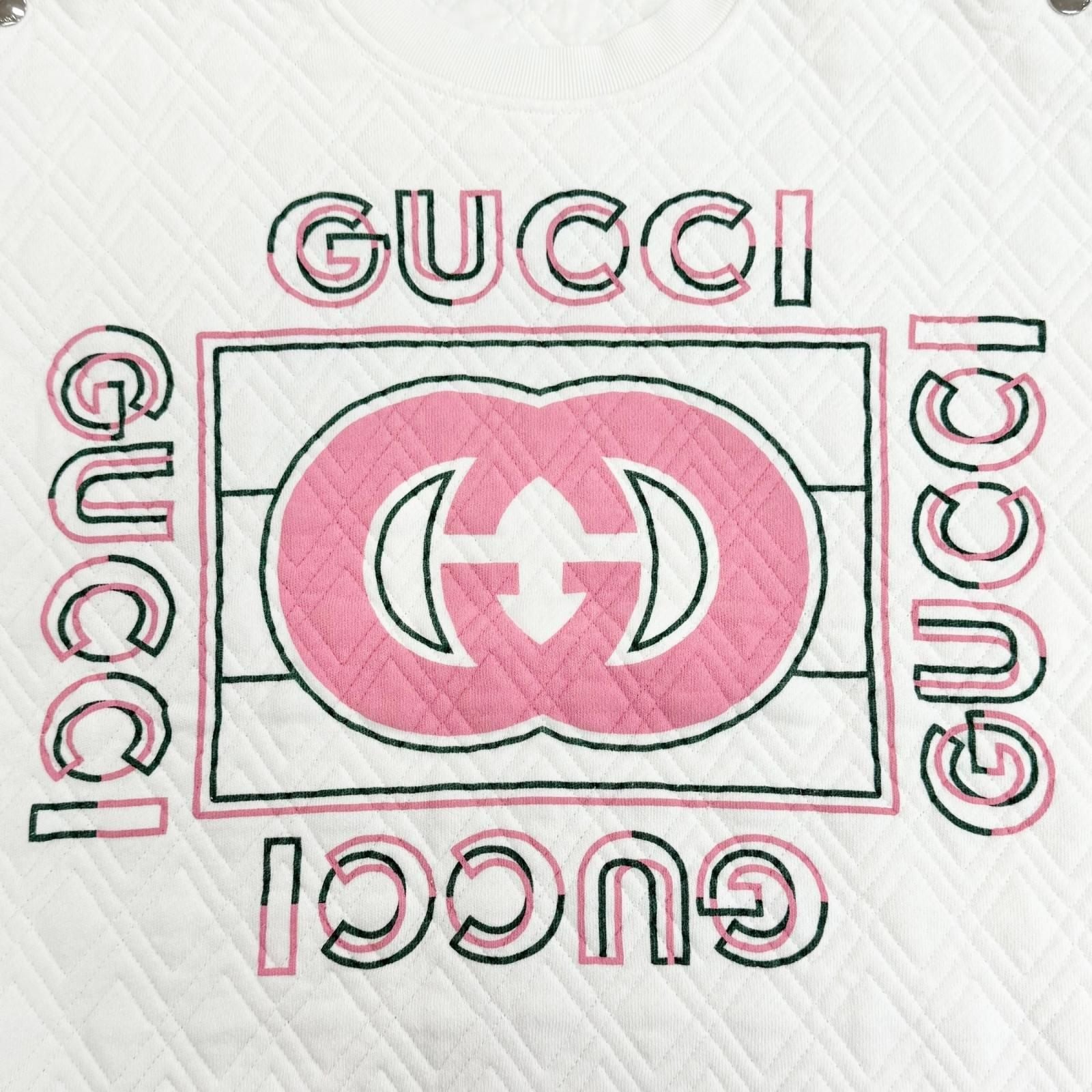 Gucci 100% Cotton Logo Quilted Sweatshirt White Pink — view 5