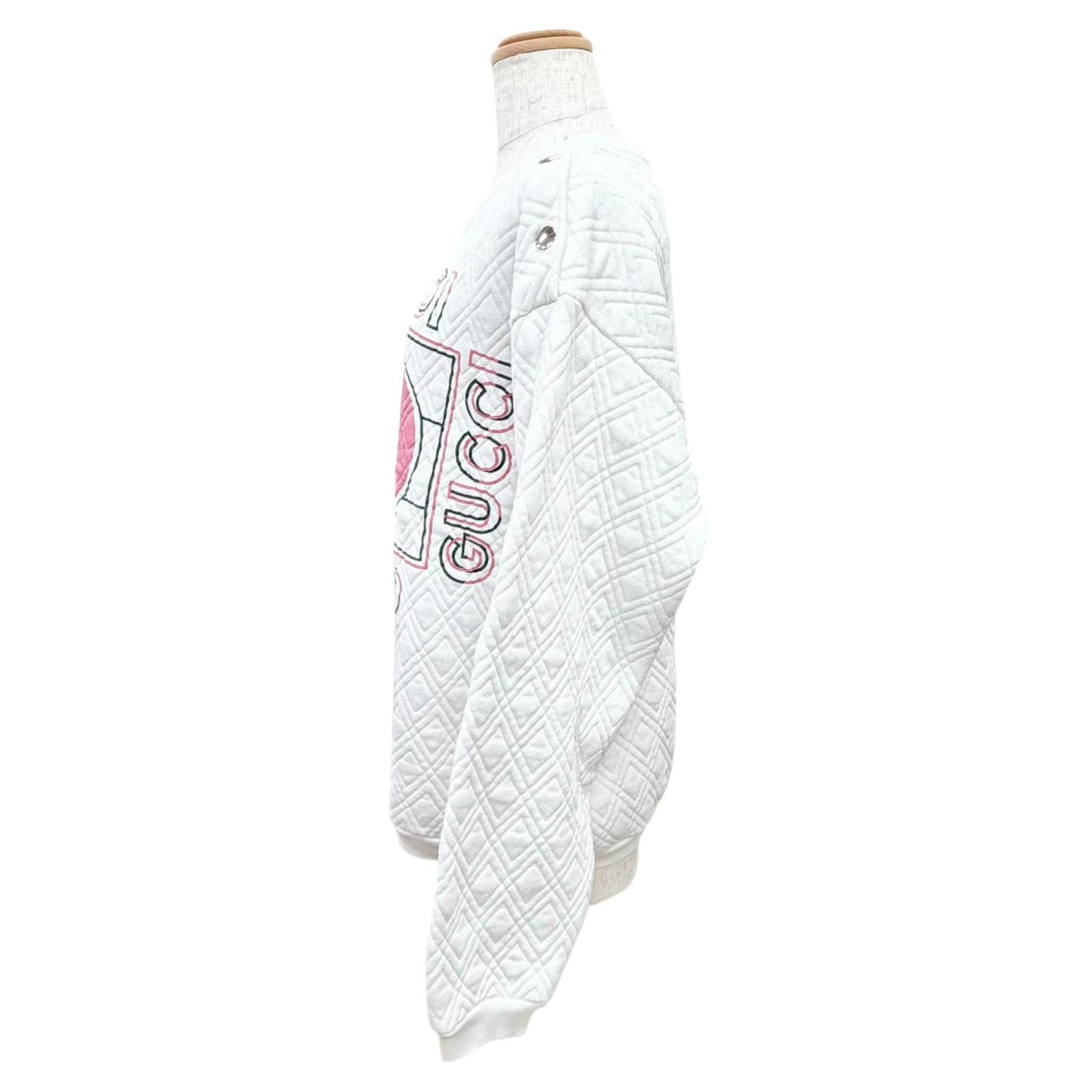 Gucci 100% Cotton Logo Quilted Sweatshirt White Pink — view 3