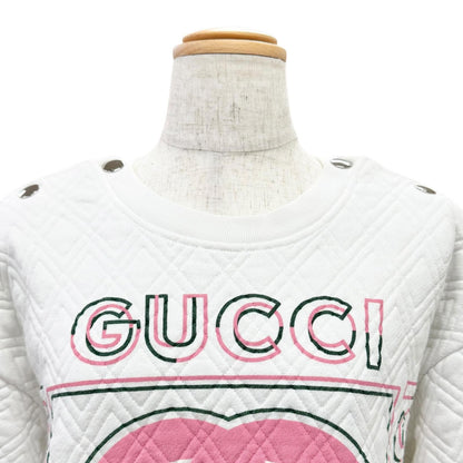 Gucci 100% Cotton Logo Quilted Sweatshirt White Pink — view 2
