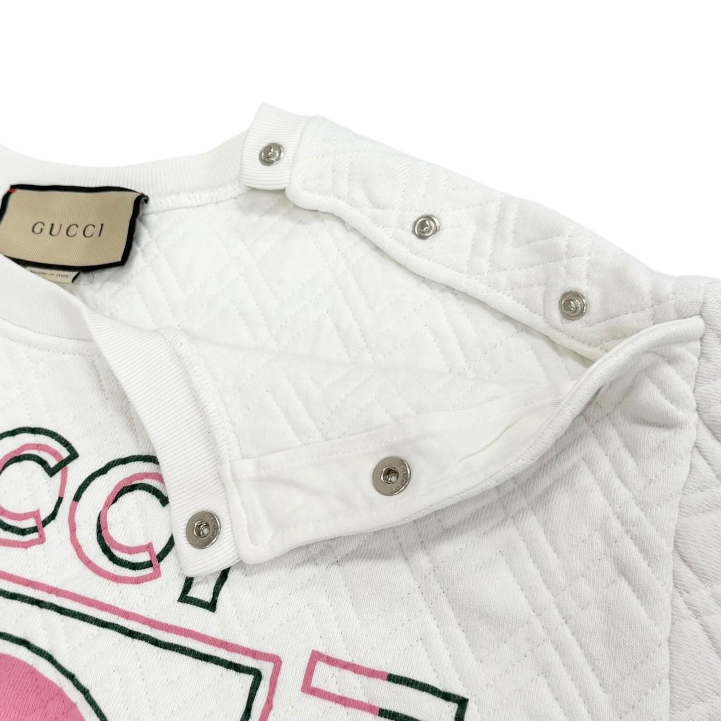 Gucci 100% Cotton Logo Quilted Sweatshirt White Pink — view 6