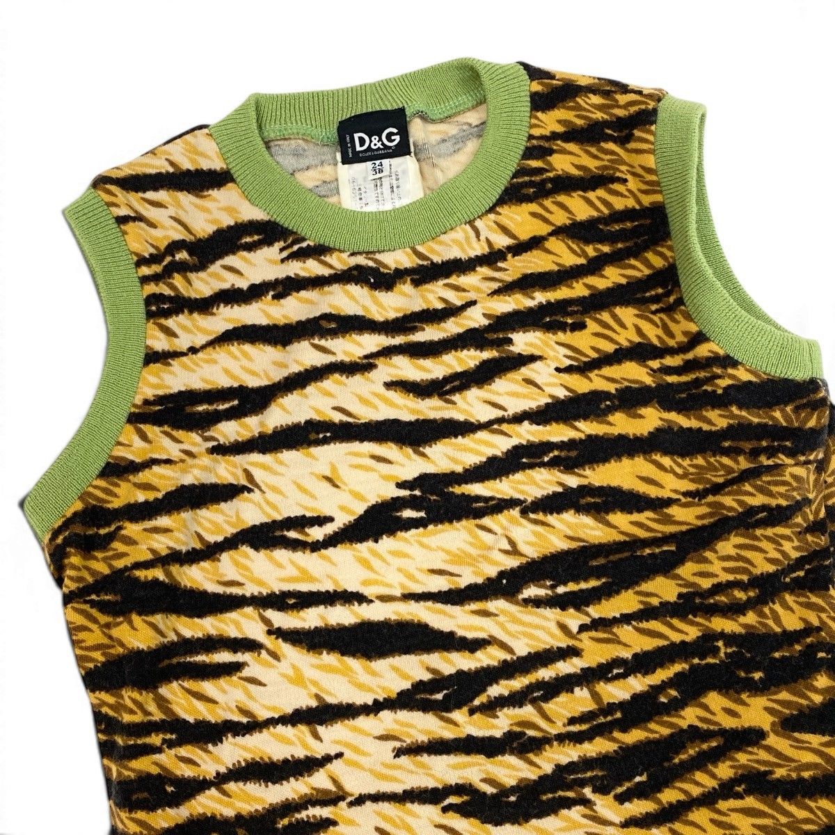 Dolce & Gabbana Sleeveless Knit Sweater Animal Print Rib Neck 24 38 Multicolor — view 4