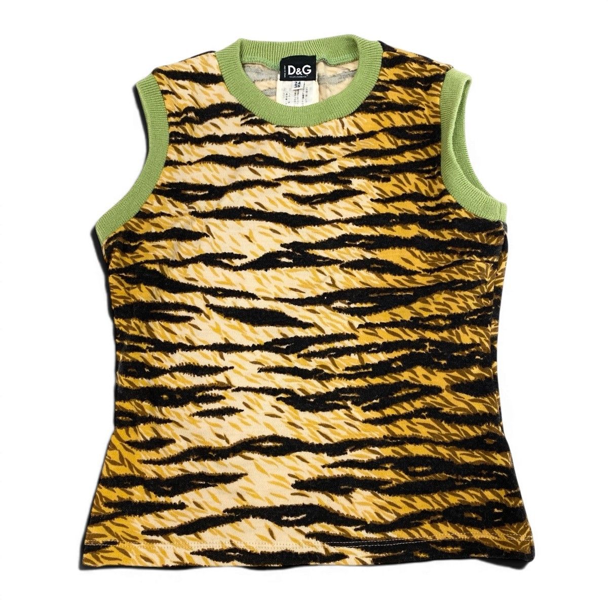Dolce & Gabbana Sleeveless Knit Sweater Animal Print Rib Neck 24 38 Multicolor — view 2