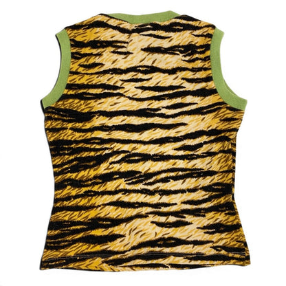 Dolce & Gabbana Sleeveless Knit Sweater Animal Print Rib Neck 24 38 Multicolor — view 3