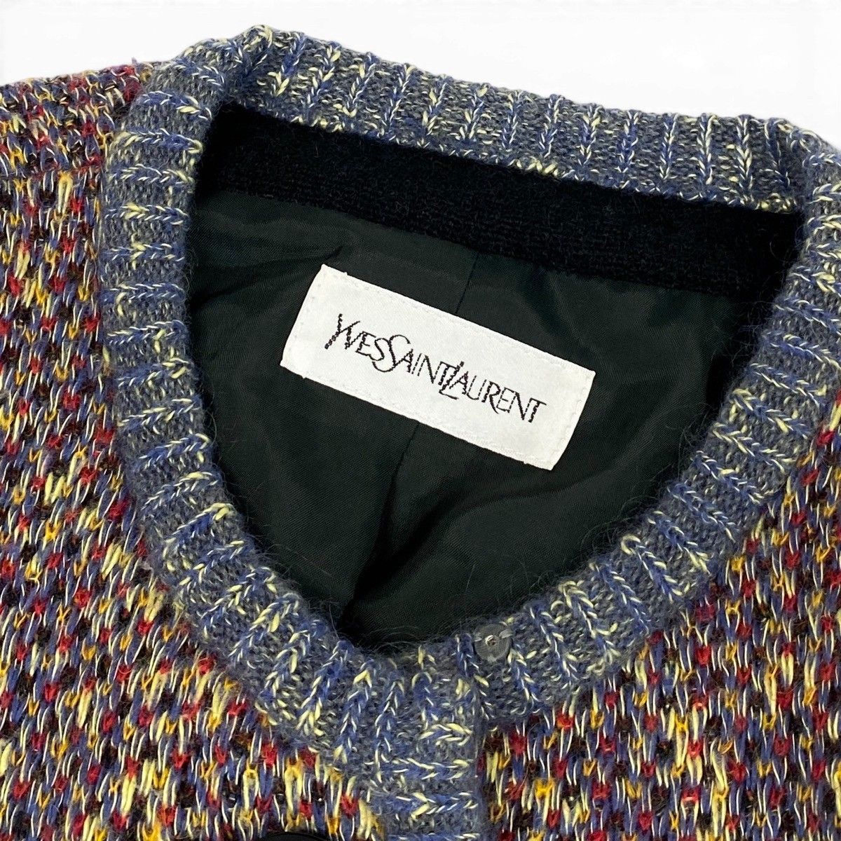 Saint Laurent Long Knit Coat Mixed Mohair Blend M Multicolor — view 8