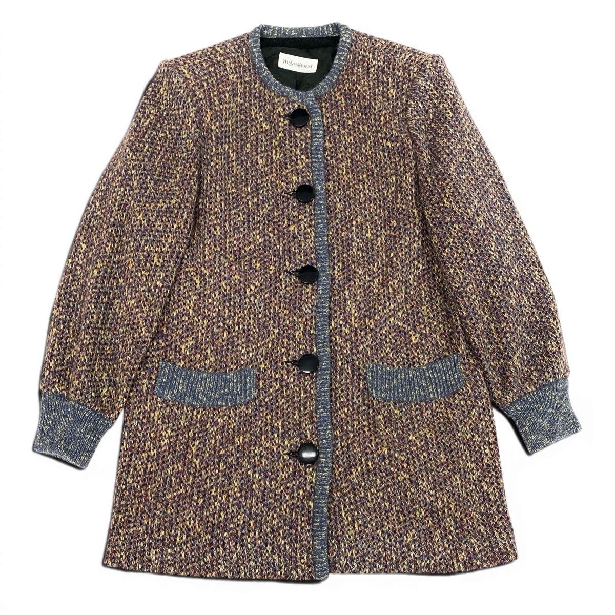 Saint Laurent Long Knit Coat Mixed Mohair Blend M Multicolor — view 2