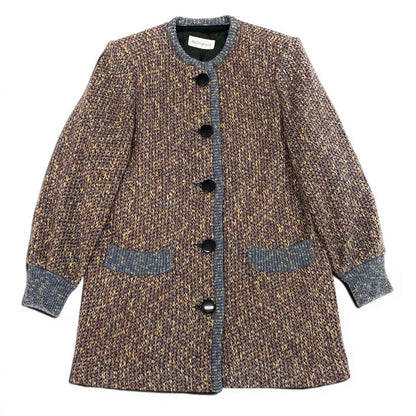 Saint Laurent Long Knit Coat Mixed Mohair Blend M Multicolor — view 2