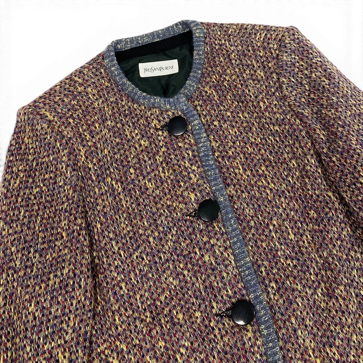 Saint Laurent Long Knit Coat Mixed Mohair Blend M Multicolor — view 5
