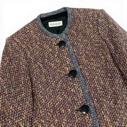 Saint Laurent Long Knit Coat Mixed Mohair Blend M Multicolor — view 5