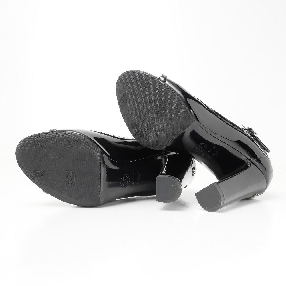 Chanel 12P Chaus Ouvertes Pumps C CC Logo Patent Heel 35.5 — view 5