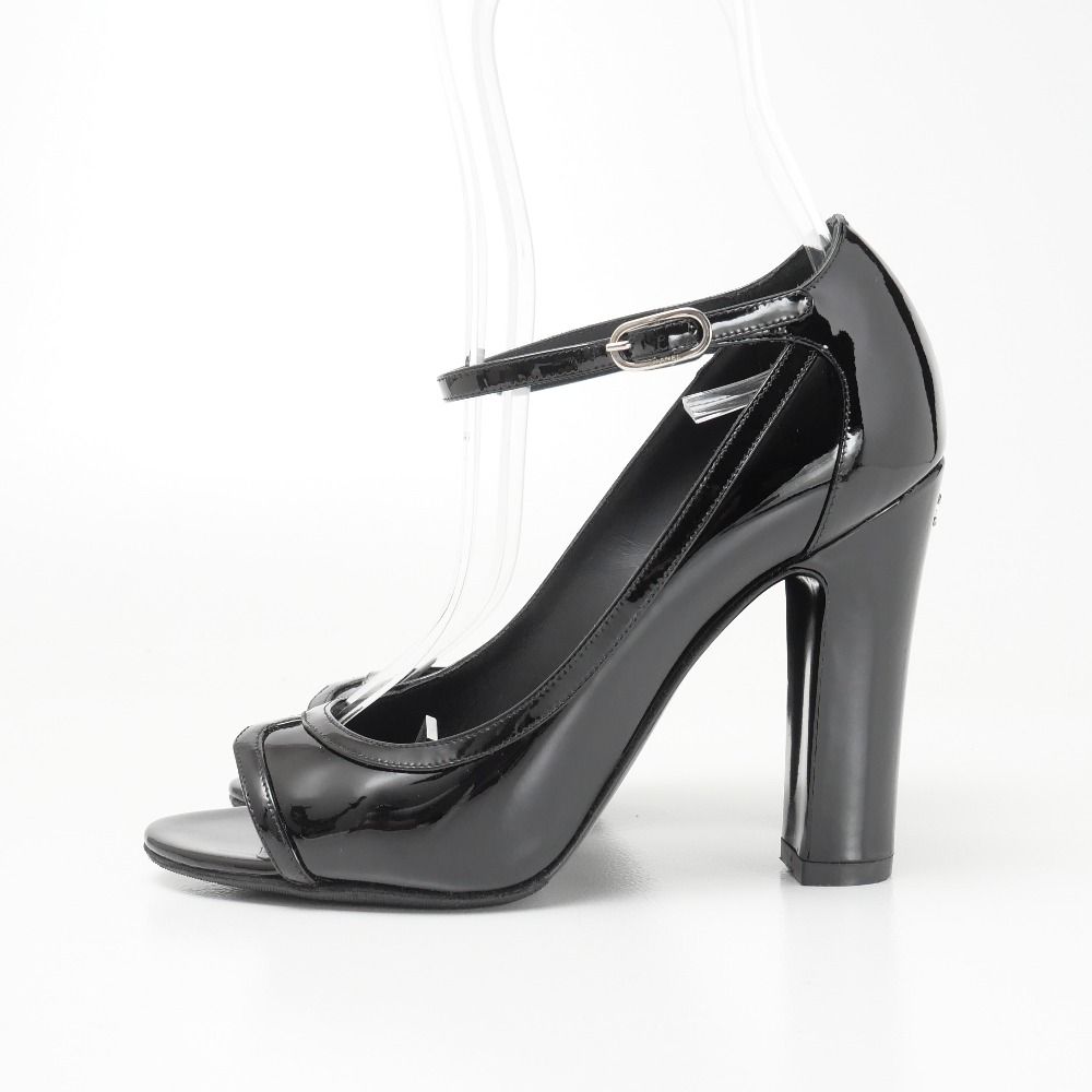 Chanel 12P Chaus Ouvertes Pumps C CC Logo Patent Heel 35.5 — view 2