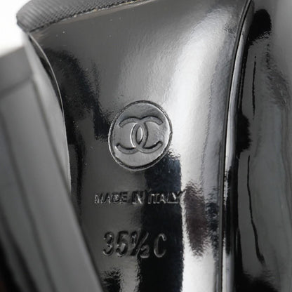 Chanel 12P Chaus Ouvertes Pumps C CC Logo Patent Heel 35.5 — view 6