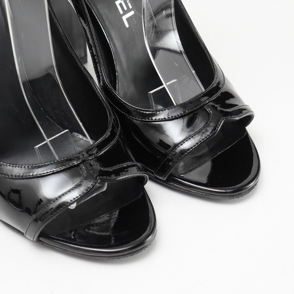 Chanel 12P Chaus Ouvertes Pumps C CC Logo Patent Heel 35.5 — view 4