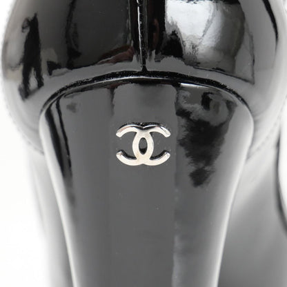 Chanel 12P Chaus Ouvertes Pumps C CC Logo Patent Heel 35.5 — view 8