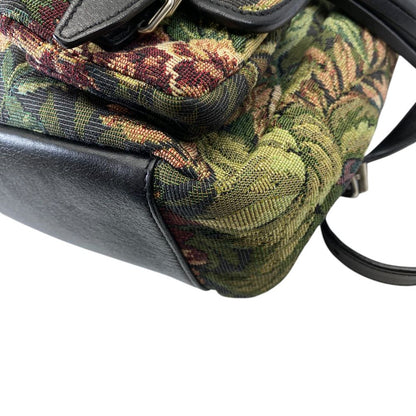 Saint Laurent Festival Tapestry Backpack Canvas Leather Black Multicolor Fine — view 4