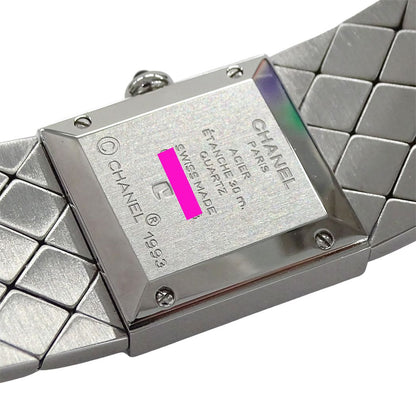 Chanel Watch Quilted Quartz Stainless Steel Silver Black Square — view 7