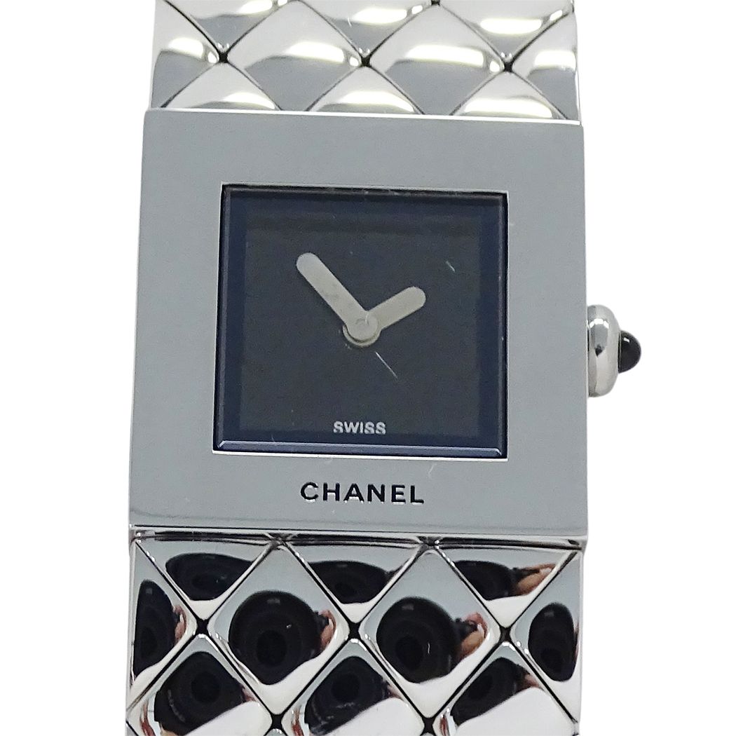 Chanel Watch Quilted Quartz Stainless Steel Silver Black Square — view 2