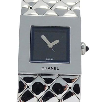 Chanel Watch Quilted Quartz Stainless Steel Silver Black Square — view 2