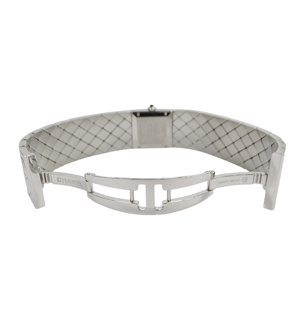 Chanel Watch Quilted Quartz Stainless Steel Silver Black Square — view 4