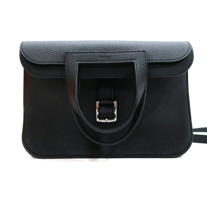 Hermes Heaven Halzan 31 Black Noir Bag Silver