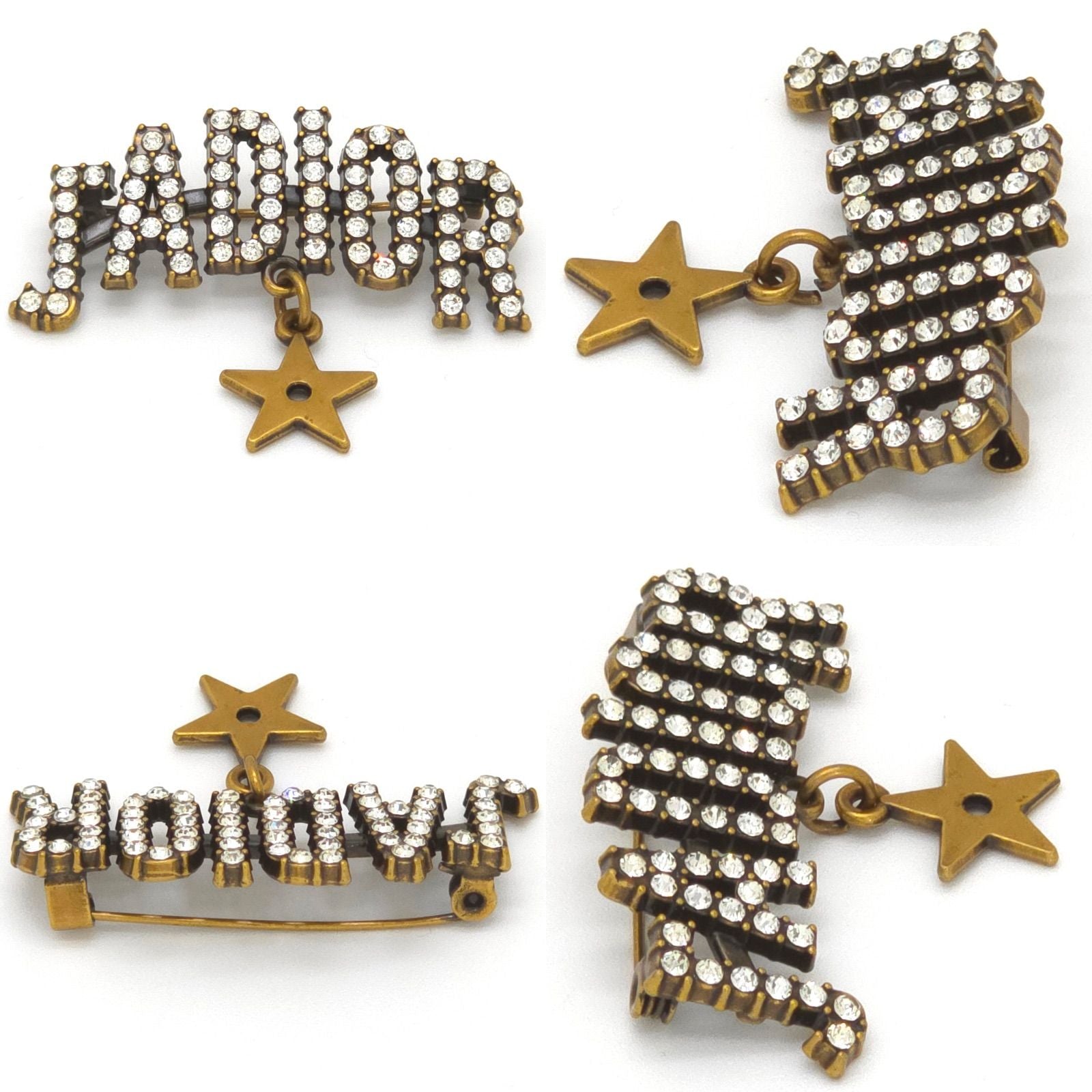Dior J'adior Brooch 3.8 Pin Logo Crystal Gold