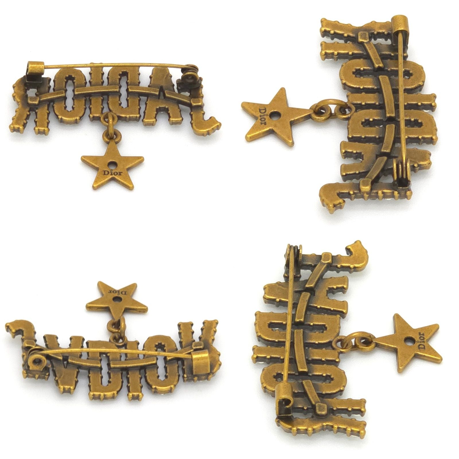 Dior J'adior Brooch 3.8 Pin Logo Crystal Gold — view 4