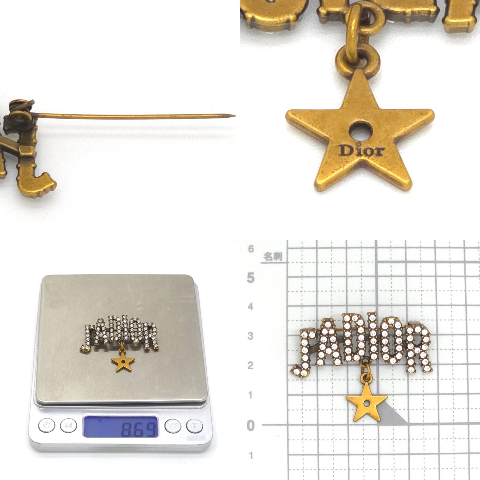 Dior J'adior Brooch 3.8 Pin Logo Crystal Gold — view 6