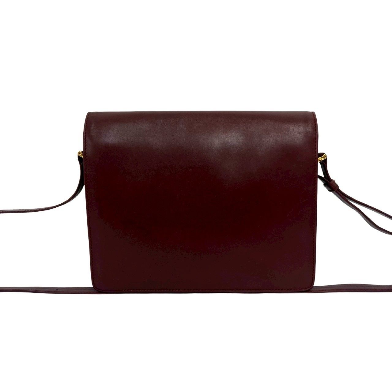 Cartier Must Line Leather Shoulder Bag Pochette Crossbody Wine Red Bordeaux — view 3