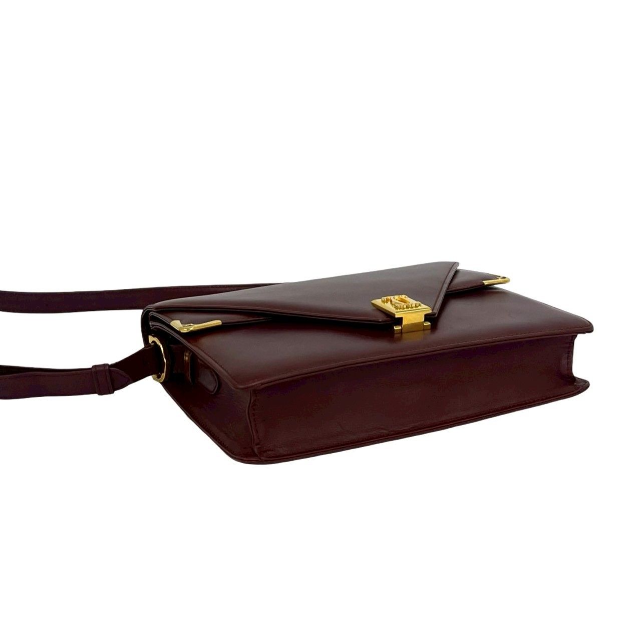 Cartier Must Line Leather Shoulder Bag Pochette Crossbody Wine Red Bordeaux — view 7