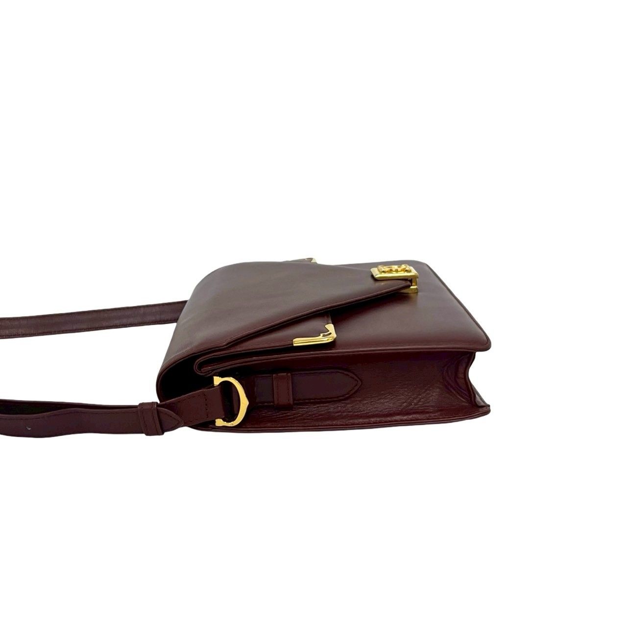 Cartier Must Line Leather Shoulder Bag Pochette Crossbody Wine Red Bordeaux — view 5