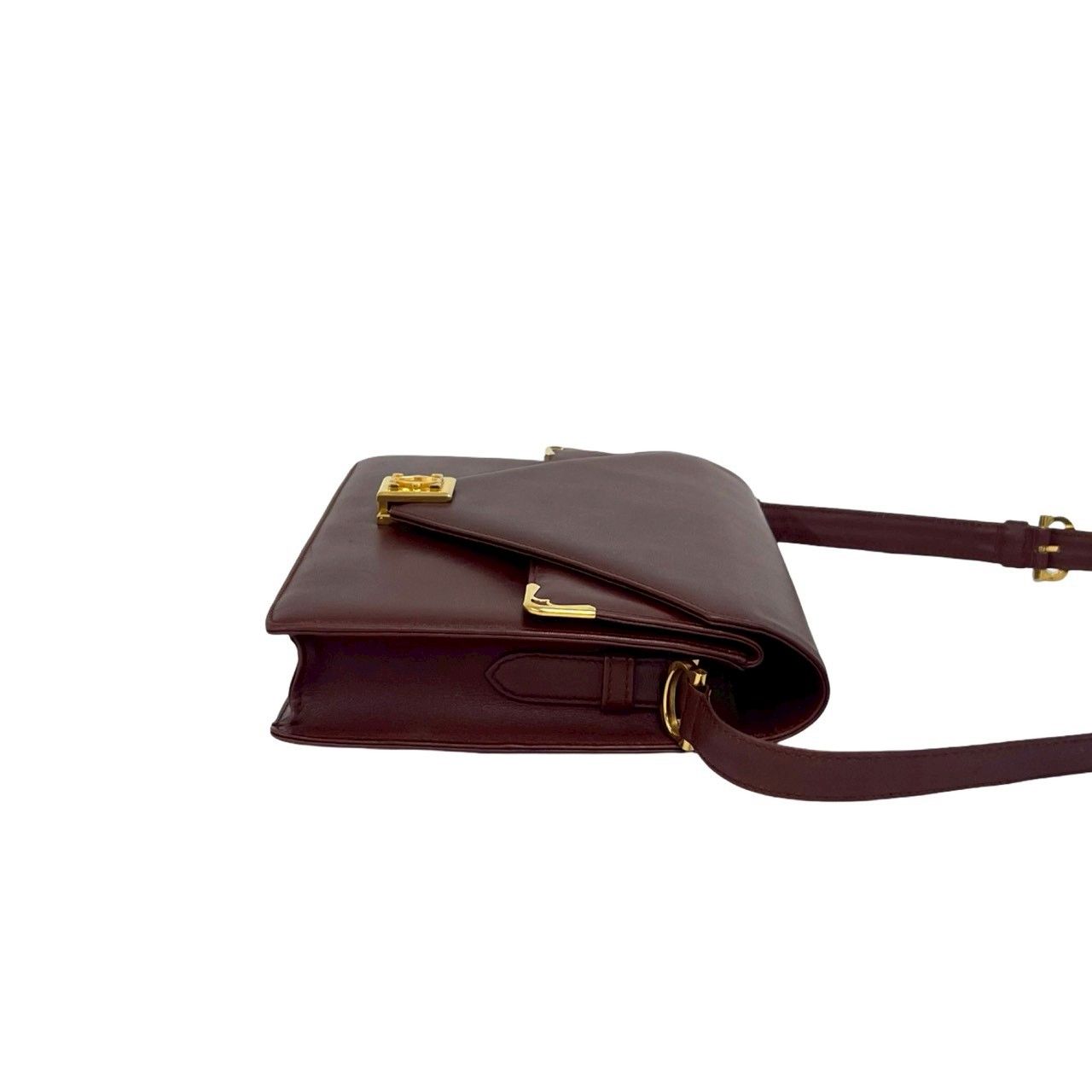 Cartier Must Line Leather Shoulder Bag Pochette Crossbody Wine Red Bordeaux — view 6