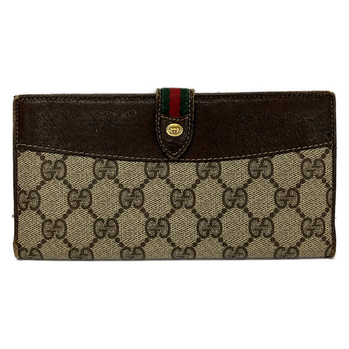Gucci Wallet Collection GG Plus Supreme Sherry Beige Dark Brown Leather
