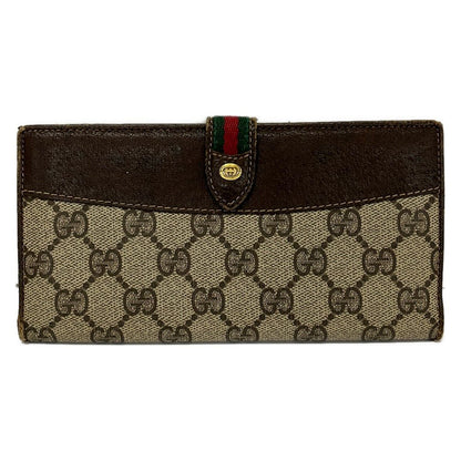 Gucci Wallet Collection GG Plus Supreme Sherry Beige Dark Brown Leather