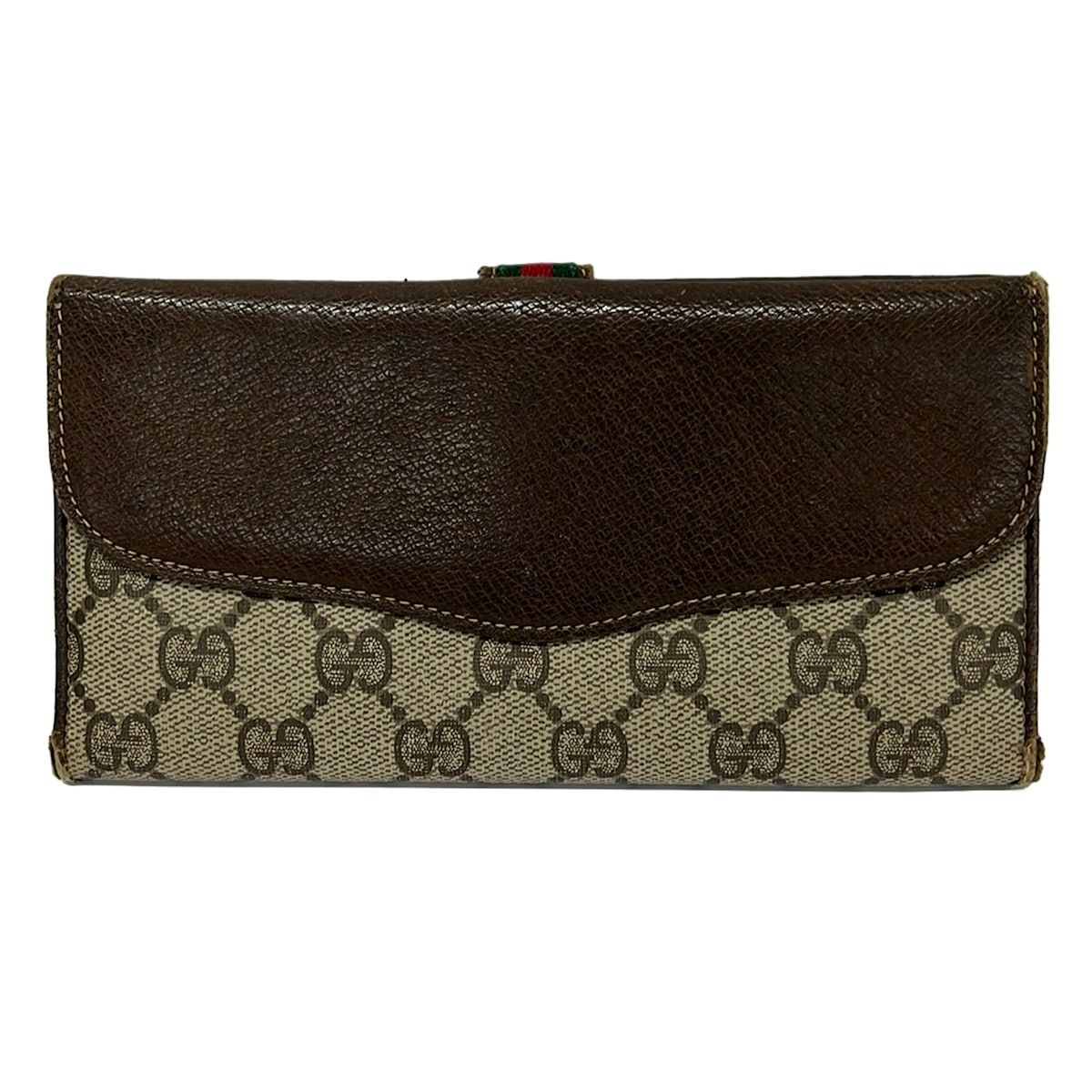 Gucci Wallet Collection GG Plus Supreme Sherry Beige Dark Brown Leather — view 2