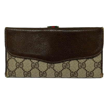 Gucci Wallet Collection GG Plus Supreme Sherry Beige Dark Brown Leather — view 2