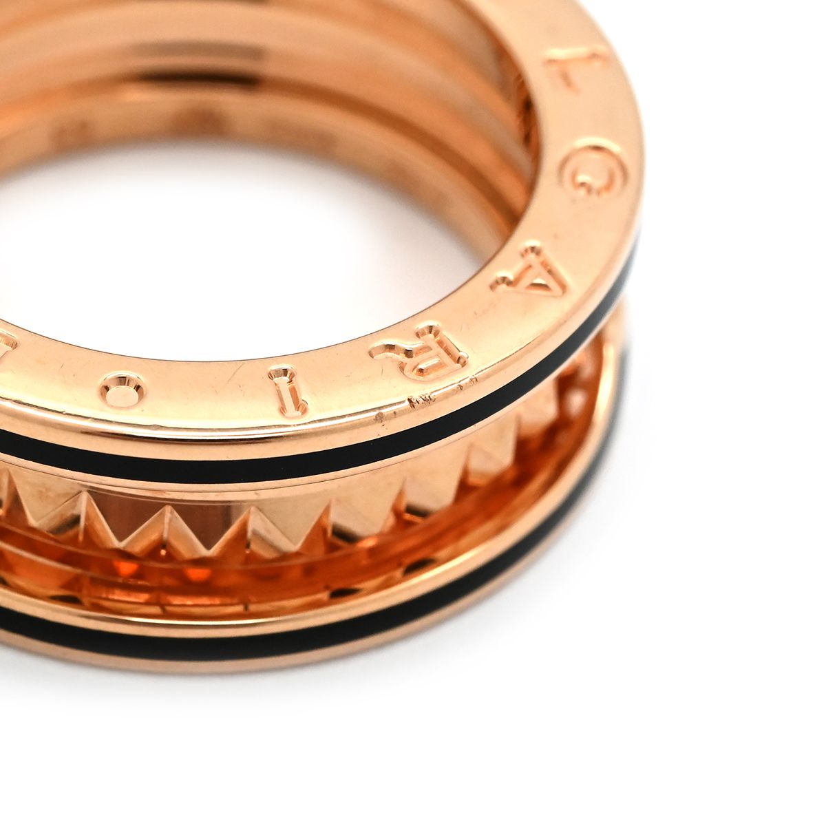 Bvlgari B.zero1 Ring Rock Band Black Pink Gold 53 18K — view 4
