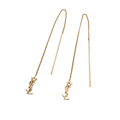 Saint Laurent Earrings One Side Only YSL Logo Long Opium