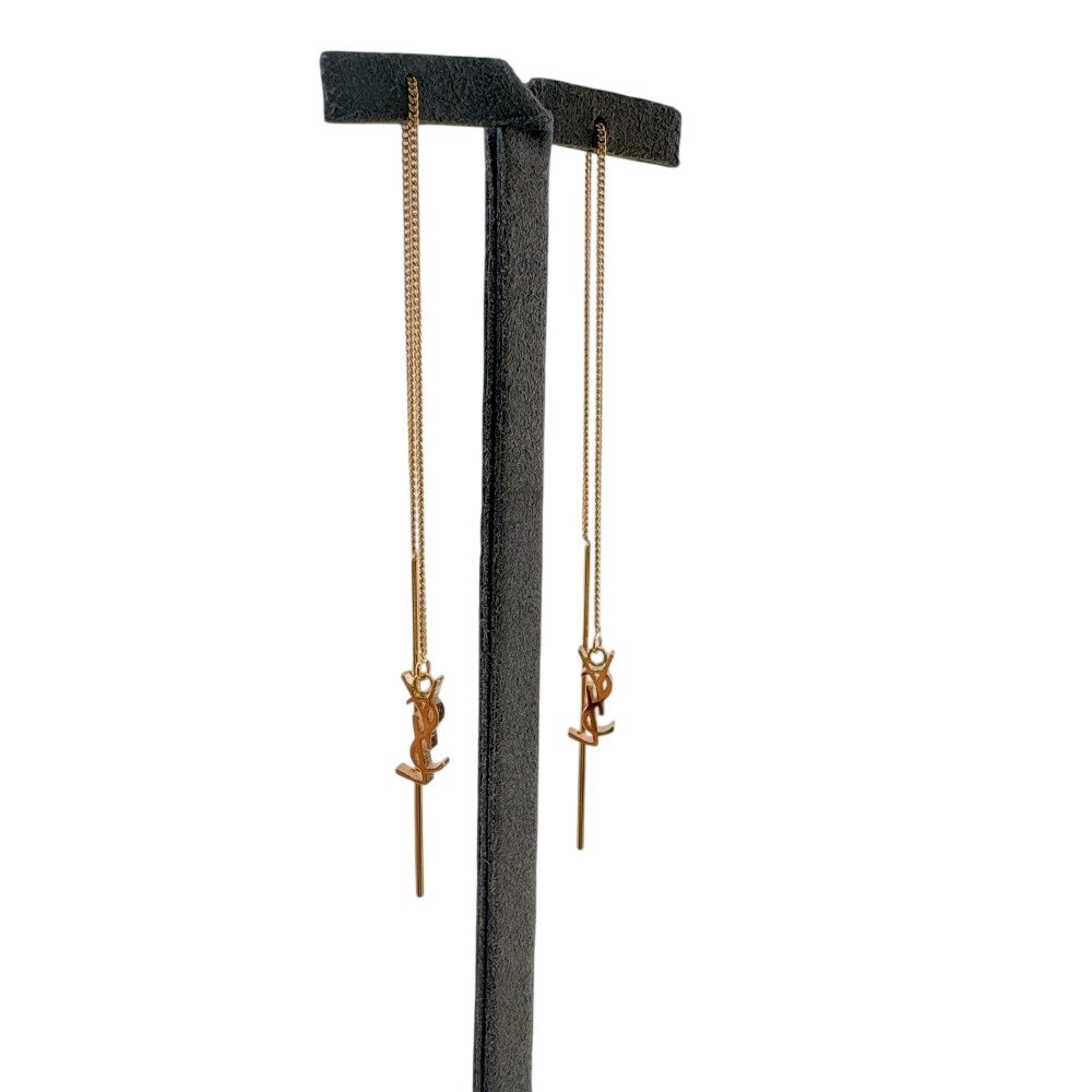 Saint Laurent Earrings One Side Only YSL Logo Long Opium — view 6