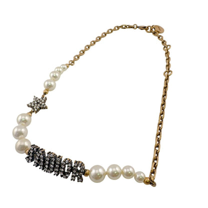 Dior Rhinestone Pearl Necklace — view 2